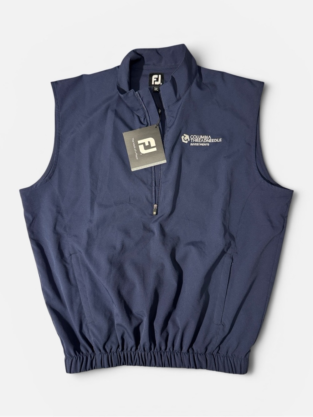 NEW FootJoy mens M Medium navy blue 1/4 zip windbreaker golf vest NWT